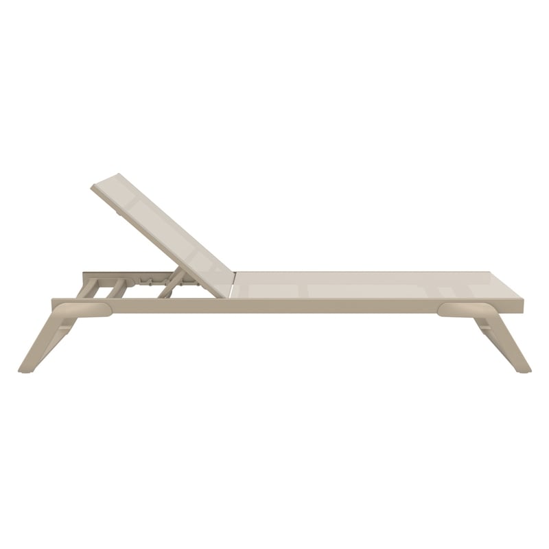 Compamia Tropic Arm Sling Chaise Lounge Taupe Frame Taupe Sling