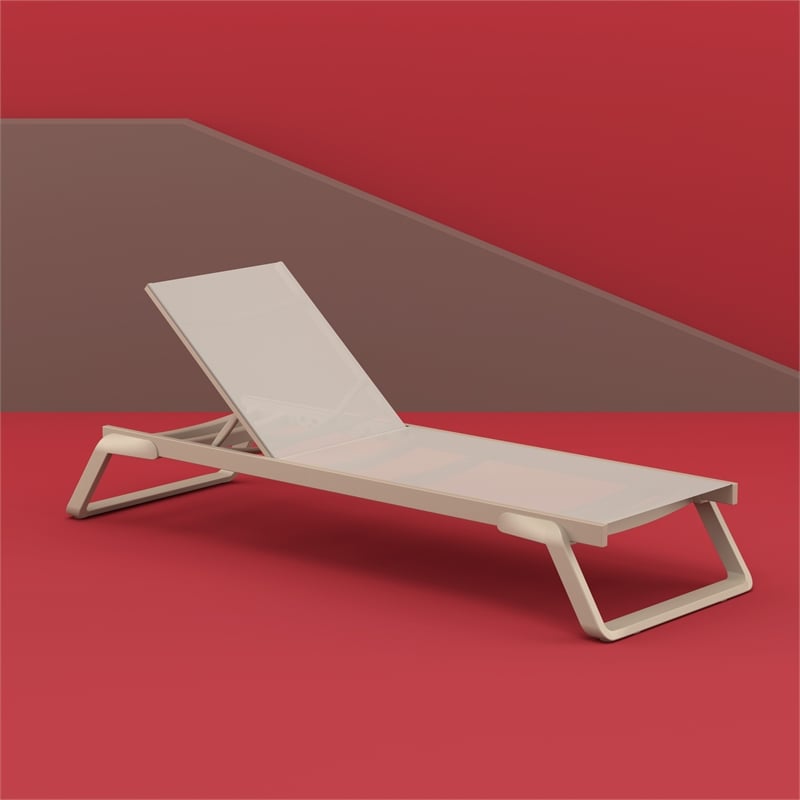 Compamia Tropic Arm Sling Chaise Lounge Taupe Frame Taupe Sling