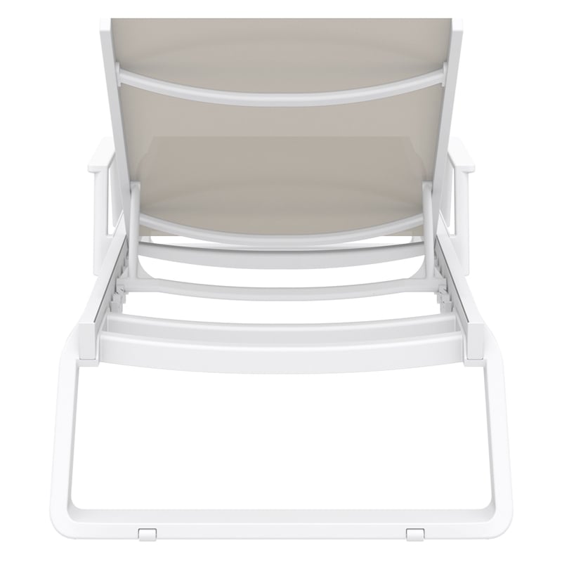 Compamia Tropic Arm Sling Chaise Lounge White Frame Taupe Sling