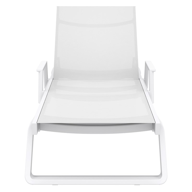 Compamia Tropic Arm Sling Chaise Lounge White Frame White Sling