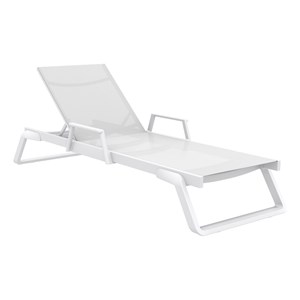 Compamia Tropic Arm Sling Chaise Lounge White Frame White Sling