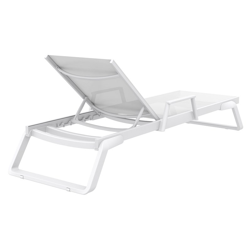 Compamia Tropic Arm Sling Chaise Lounge White Frame White Sling