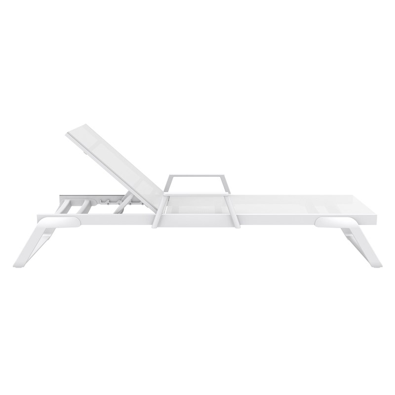 Compamia Tropic Arm Sling Chaise Lounge White Frame White Sling