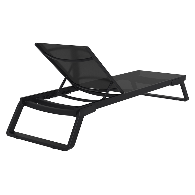 Compamia Tropic Sling Chaise Lounge Black Frame Black Sling