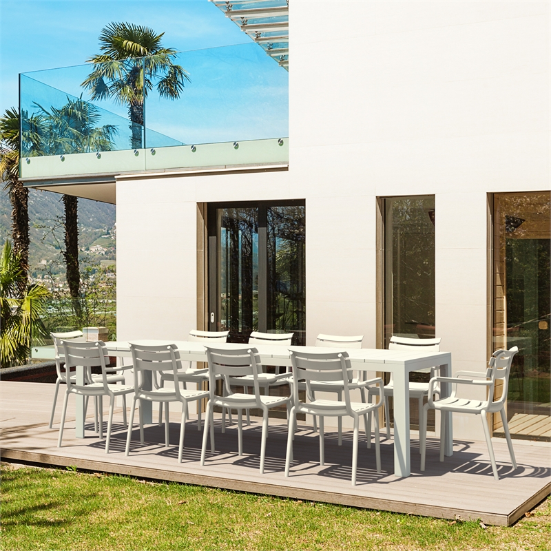 Paris 11 Piece Extendable Dining Set White-White
