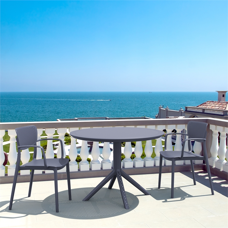 Compamia Sky 42 inch Round Dining Table Dark Gray