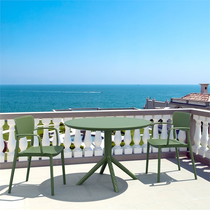 Compamia Sky Round Dining Table 42 inch Olive Green