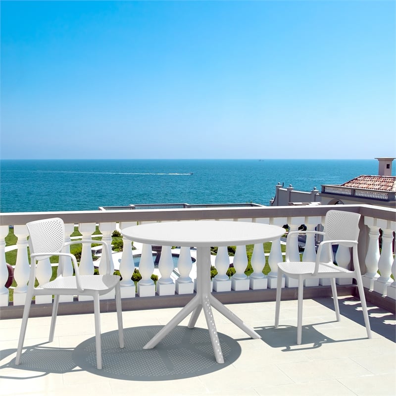 Compamia Sky 42 inch Round Dining Table White