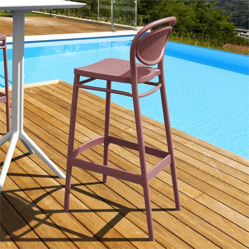 Compamia Marcel Resin Indoor Outdoor Bar Stool in Marsala finish