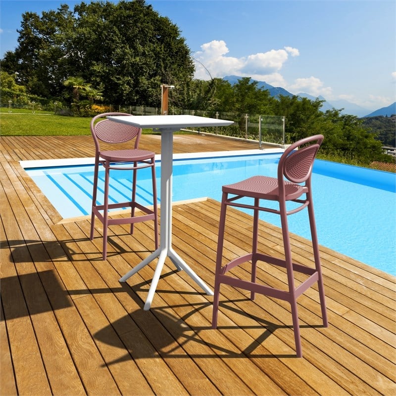 Compamia Marcel Resin Indoor Outdoor Bar Stool in Marsala finish