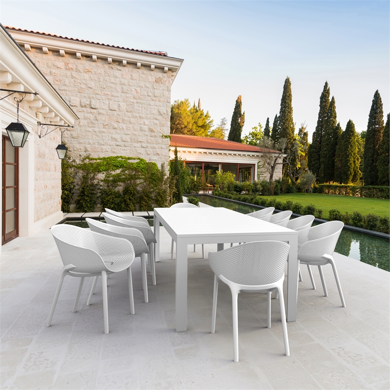 Compamia Sky Pro 11 Piece Extendable Dining Set White-White