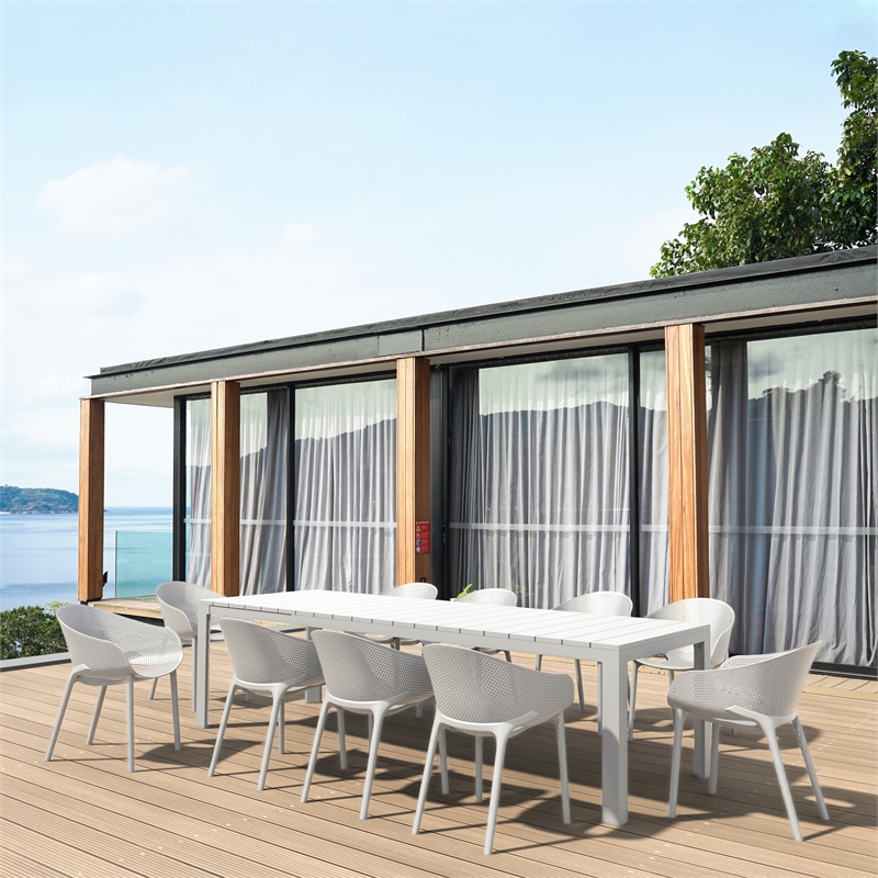 Compamia Sky Pro 11 Piece Extendable Dining Set White-White