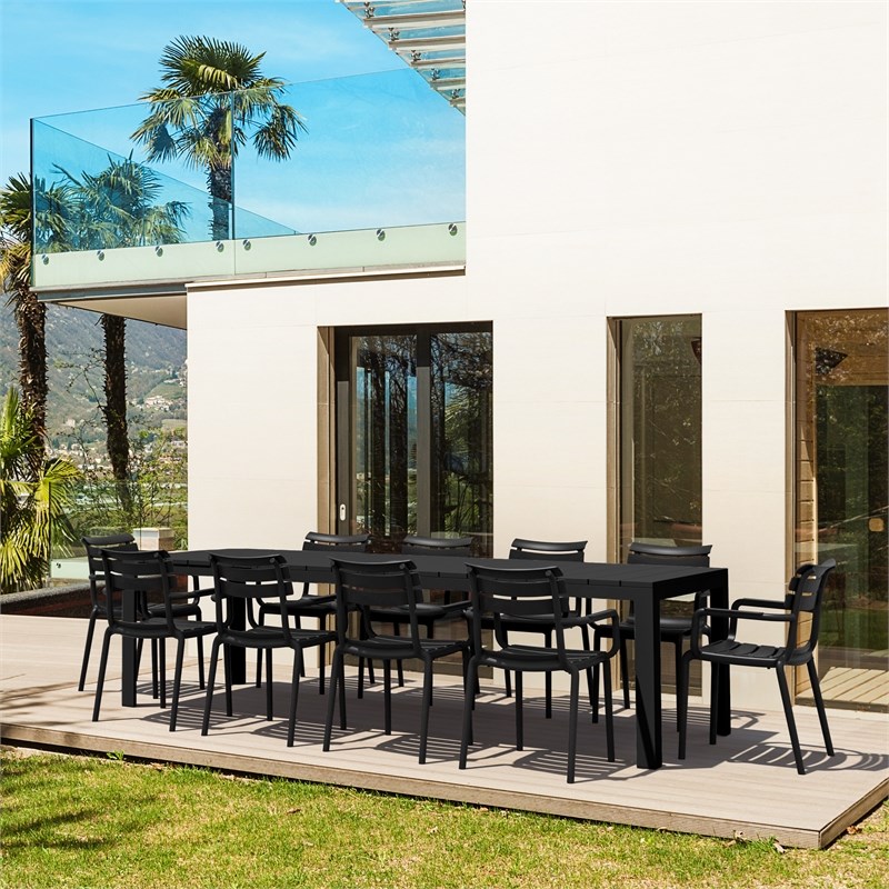 Compamia Paris Extendable Dining Set 11 Piece Black-Black