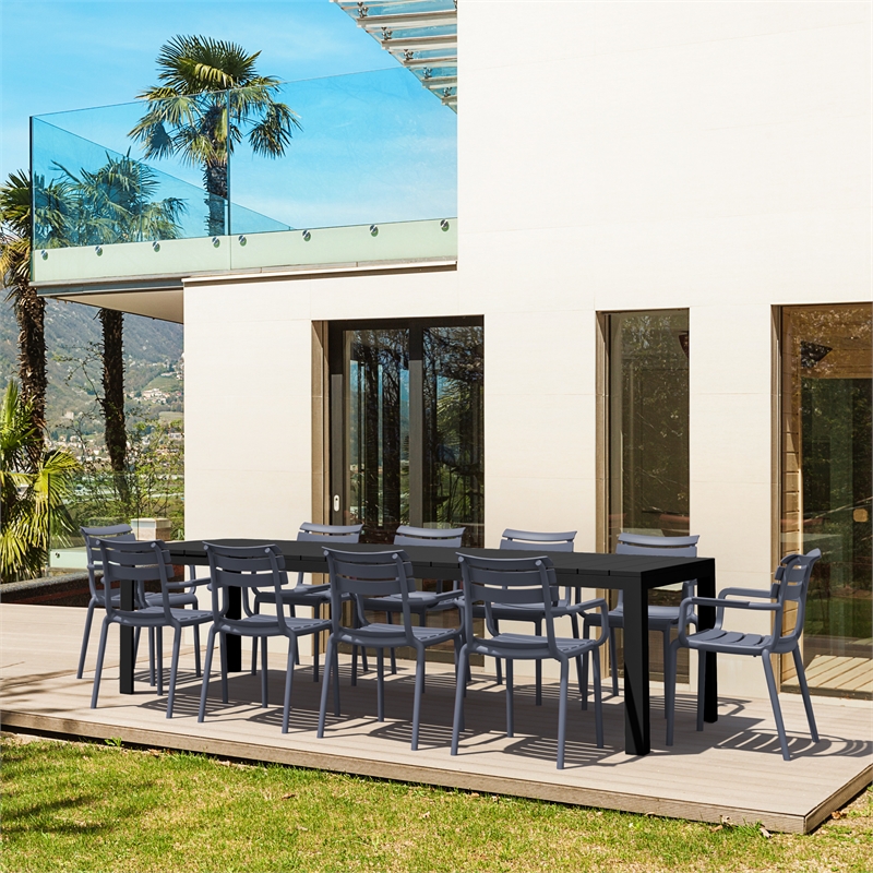 Compamia Paris Extendable Dining Set 11 Piece Black-DarkGray
