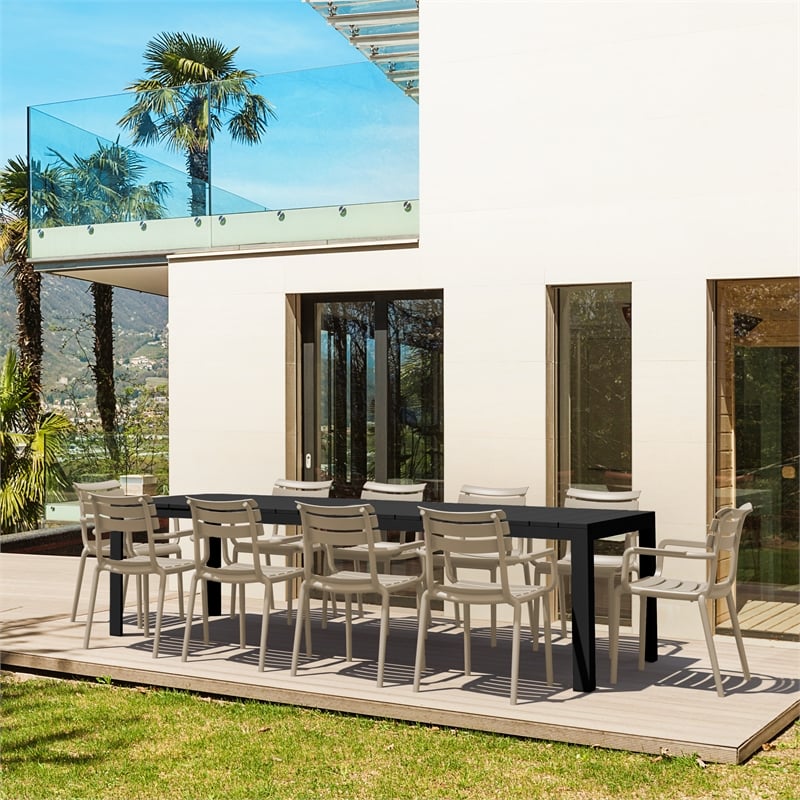 Compamia Paris Extendable Dining Set 11 Piece Black-Taupe