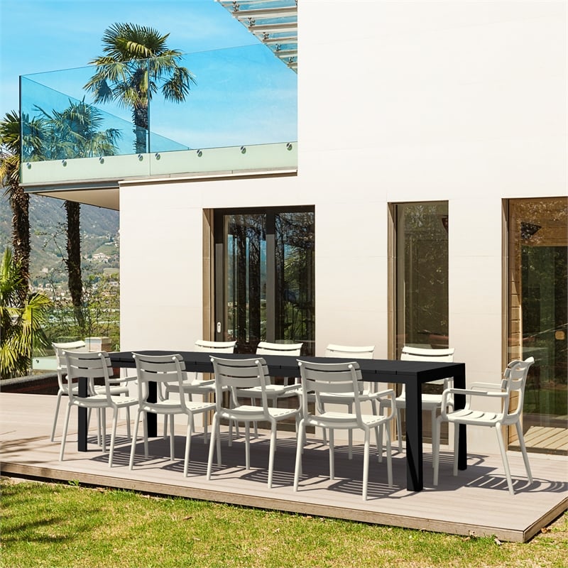 Compamia Paris Extendable Dining Set 11 Piece Black-White