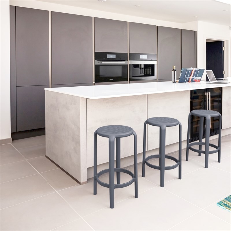 Compamia Tom Resin Counter Stool in Dark Gray finish