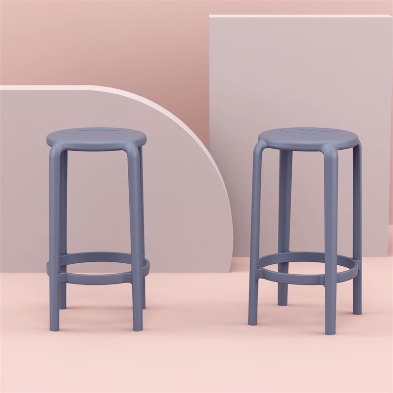 Compamia Tom Resin Counter Stool in Dark Gray finish