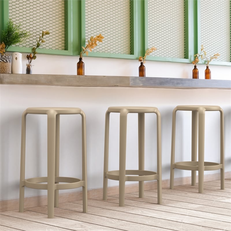 Compamia Tom Resin Counter Stool in Taupe finish
