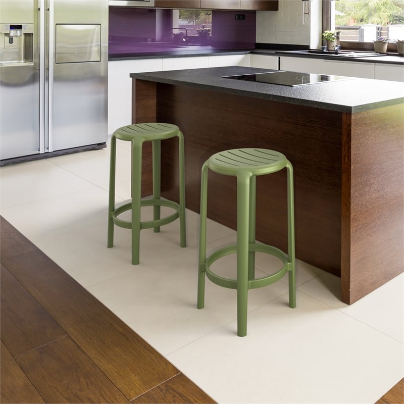 Compamia Tom Resin Counter Stool Olive in Green finish