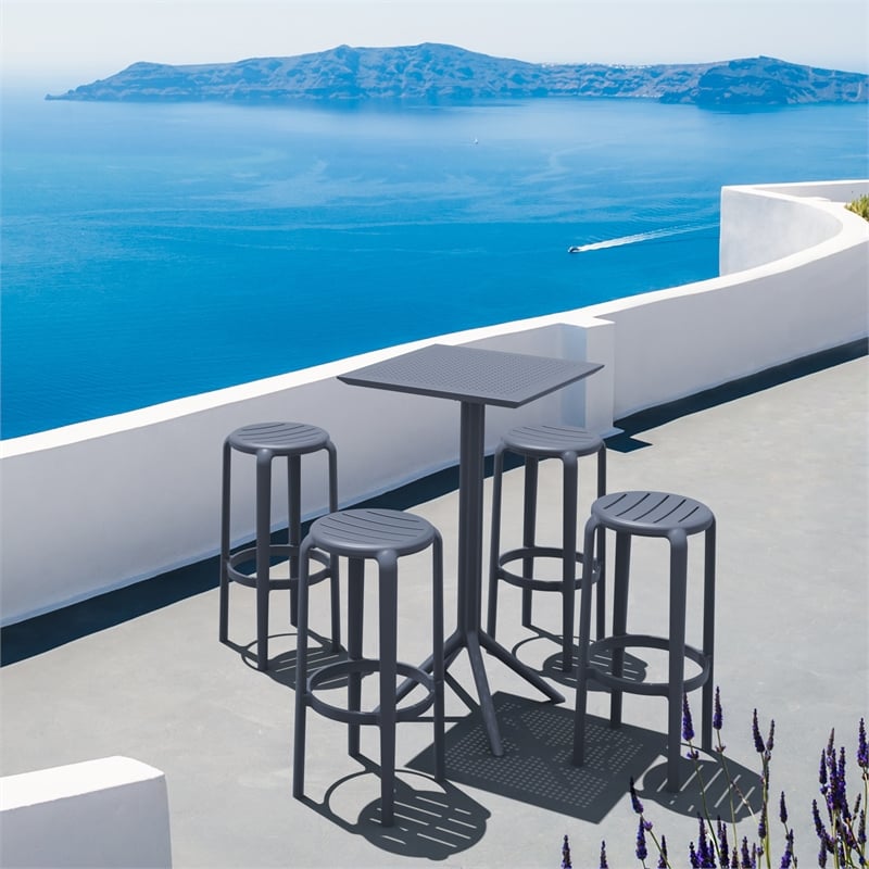 Compamia Tom Resin Bar Stool in Dark Gray finish