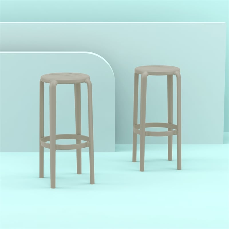 Compamia Tom Resin Bar Stool Taupe