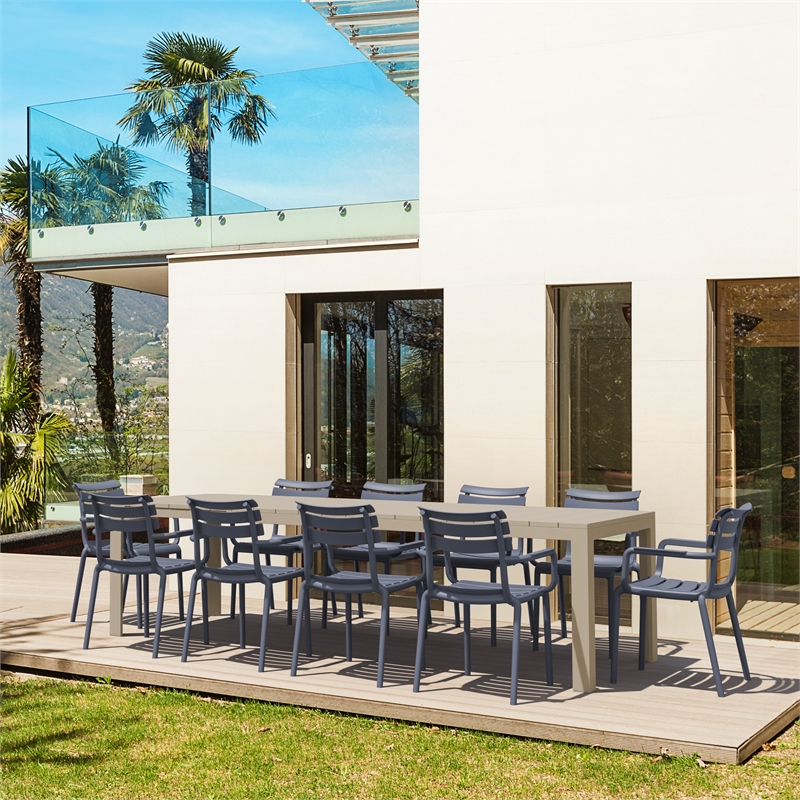 Compamia Paris 11 Piece Extendable Dining Set - Taupe-DarkGray