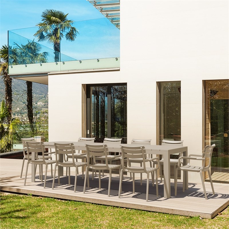 Compamia Paris Extendable Dining Set 11 Piece Taupe-Taupe
