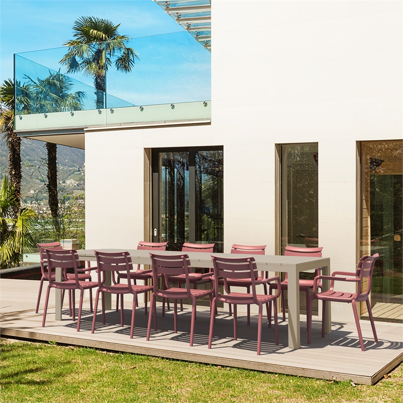 Compamia Paris Extendable Dining Set 11 Piece Taupe-Marsala