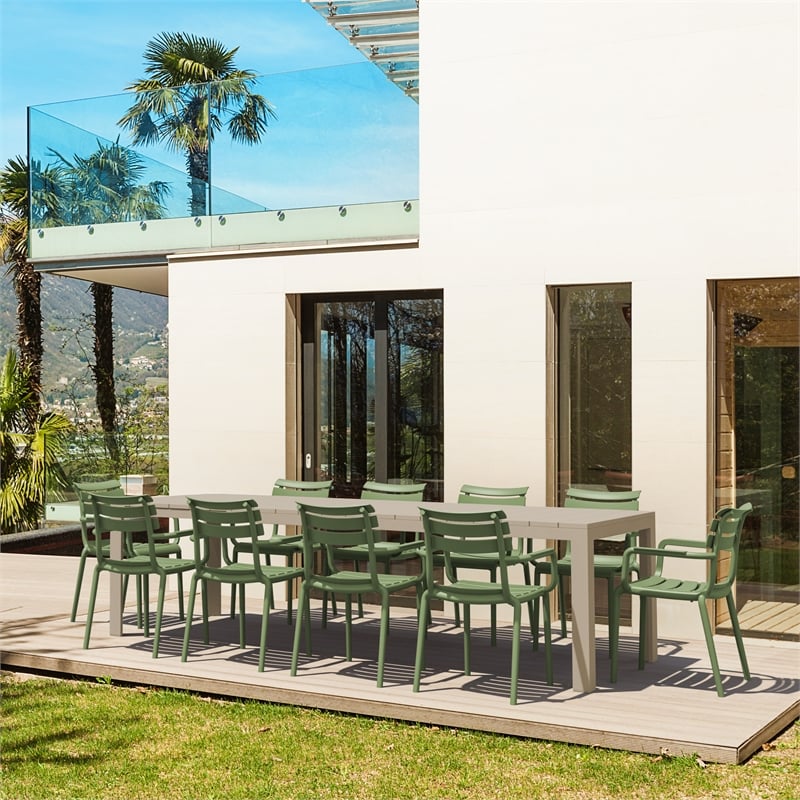 Compamia Paris Extendable Dining Set 11 Piece Taupe-OliveGreen