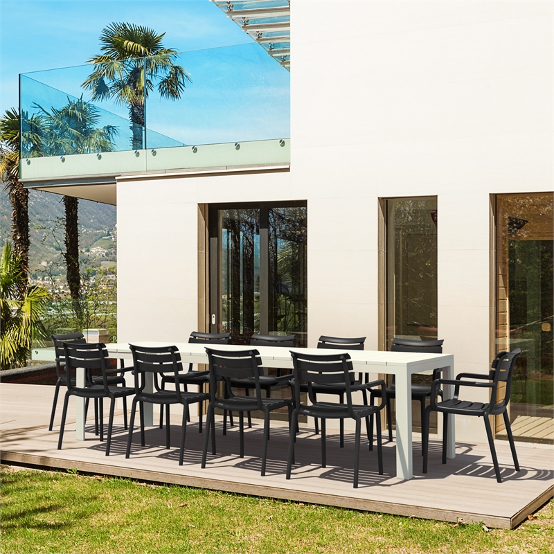 Compamia Paris Extendable Dining Set 11 Piece White-Black