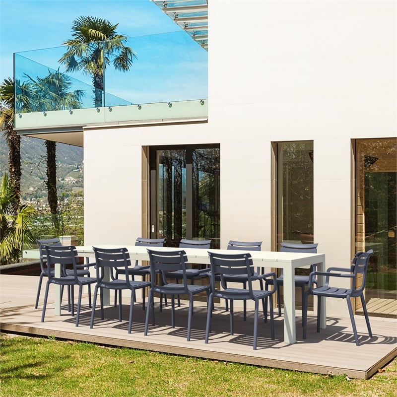 Compamia Paris Extendable Dining Set 11 Piece White-DarkGray