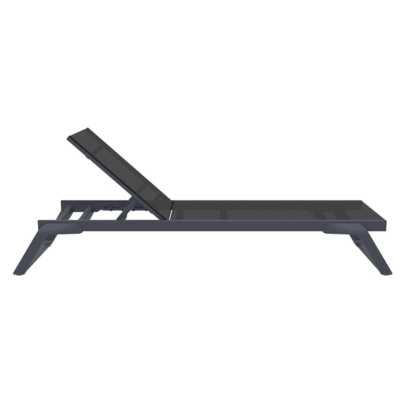 Compamia Tropic Sling Chaise Lounge Dark Gray Frame Black Sling