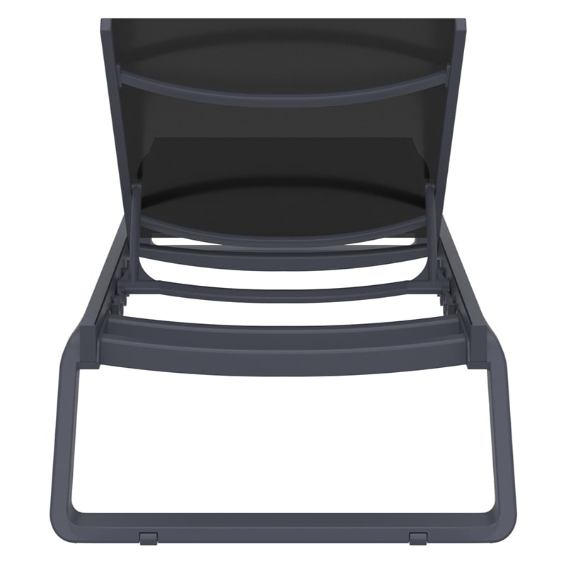 Compamia Tropic Sling Chaise Lounge Dark Gray Frame Black Sling