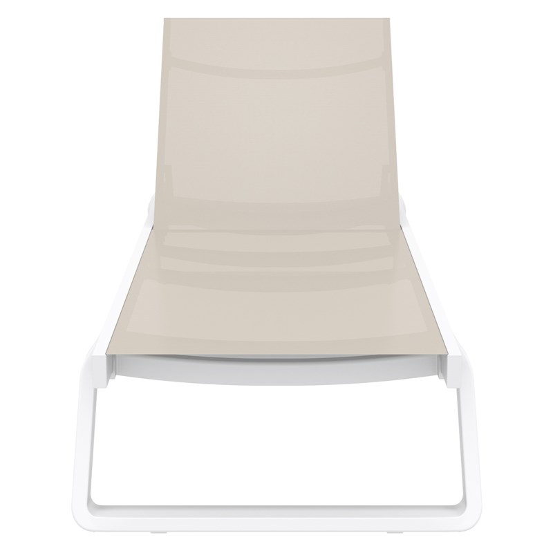 Compamia Tropic Sling Chaise Lounge White Frame Taupe Sling