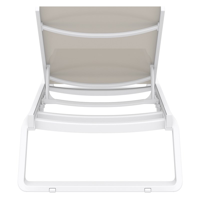 Compamia Tropic Sling Chaise Lounge White Frame Taupe Sling