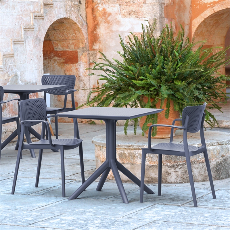 Compamia Loft Bistro Set 3 Piece with 27 inch Table Top Dark Gray