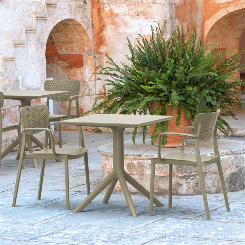 Compamia Loft Bistro Set 3 Piece with 27 inch Table Top Taupe