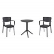 Compamia Loft 3-Piece Contemporary Polypropylene Resin Bistro Set in Black