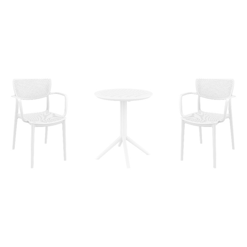 Compamia Loft 3-Piece Contemporary Polypropylene Resin Bistro Set in White