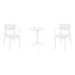 Compamia Loft 3-Piece Contemporary Polypropylene Resin Bistro Set in White