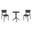 Compamia Lucy Round Bistro Set 3 Piece with 24 inch Table Top Black