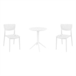 Compamia Lucy Round Bistro Set 3 Piece with 24 inch Table Top White