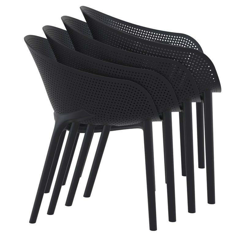 Compamia Sky Pro 11-Piece Polypropylene Resin Dining Set in Black