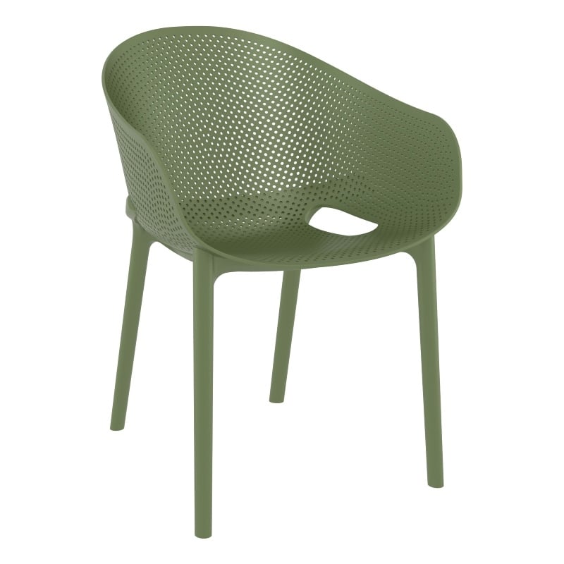 Compamia Sky Pro 11-Piece Polypropylene Resin Dining Set in Taupe/Olive Green
