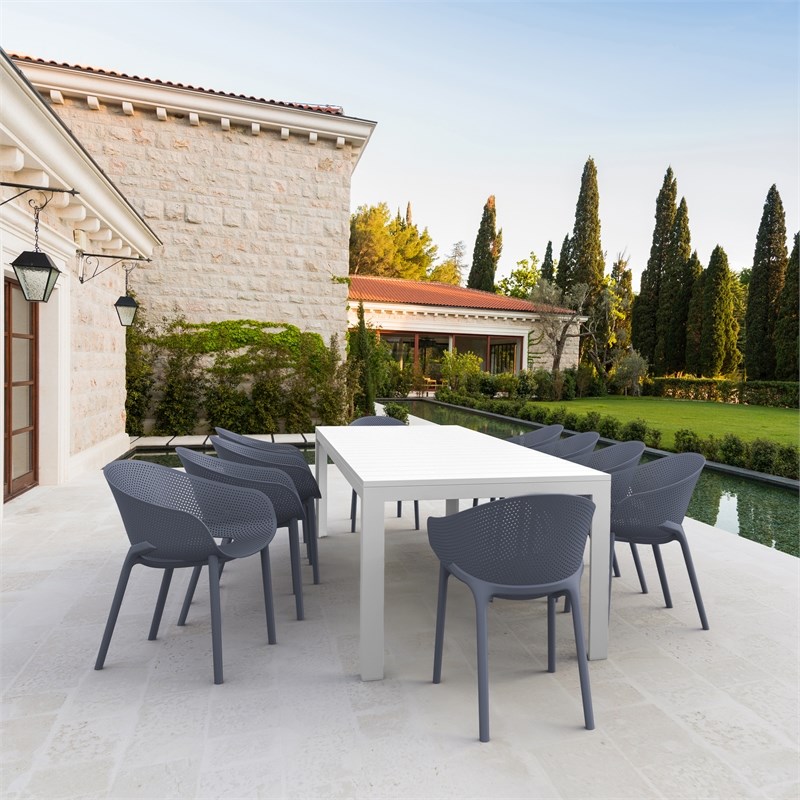 Compamia Sky Pro Extendable Dining Set 11 Piece White-DarkGray
