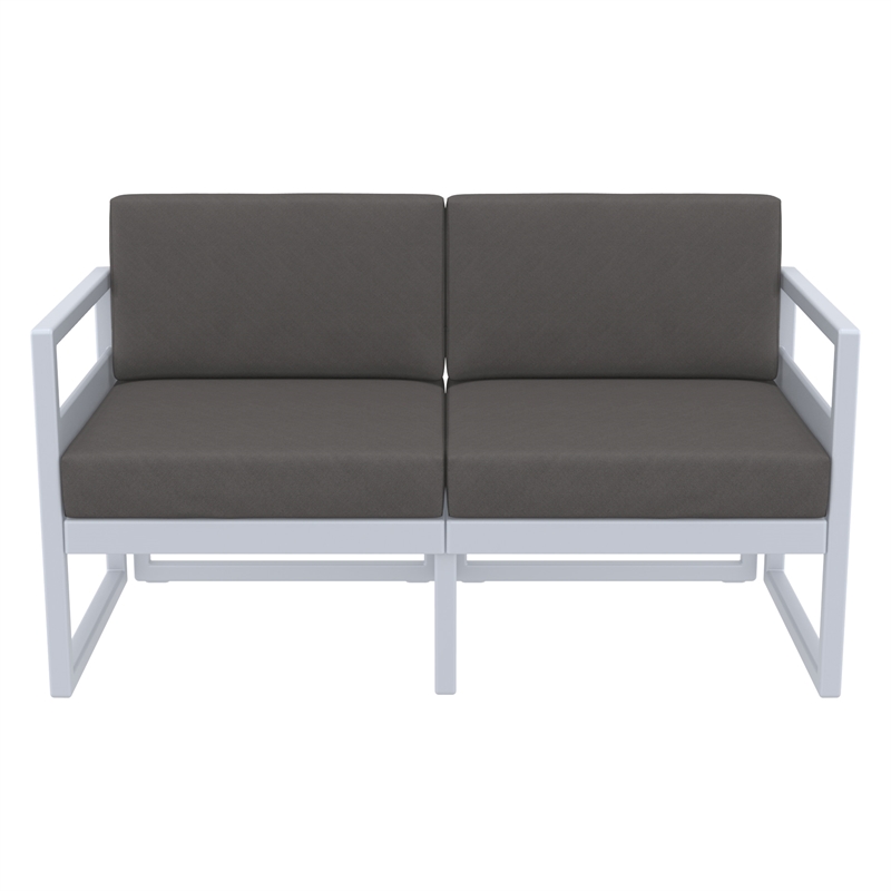 Compamia Mykonos Patio Loveseat in Silver finish with Charcoal Cushions