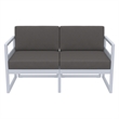 Compamia Mykonos Patio Loveseat in Silver finish with Charcoal Cushions