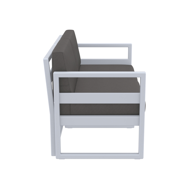 Compamia Mykonos Patio Loveseat in Silver finish with Charcoal Cushions