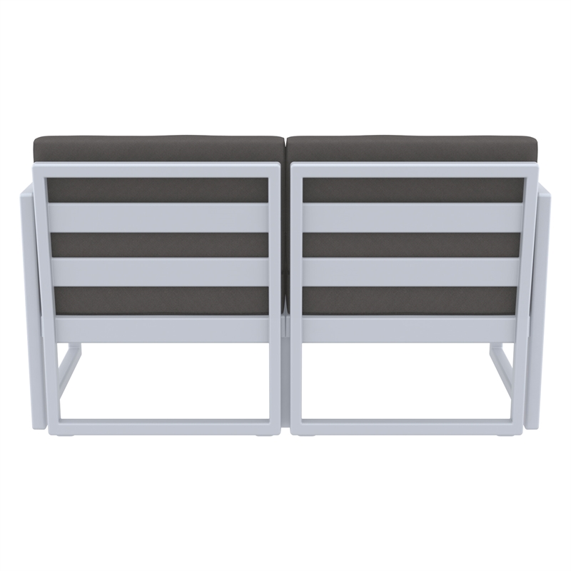 Compamia Mykonos Patio Loveseat in Silver finish with Charcoal Cushions